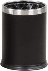 Rubbermaid - 3-1/2 Gal Black Round Decorative Waste Receptacle With Top - Steel, 318mm High - Eagle Tool & Supply