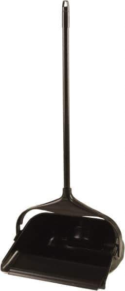 Rubbermaid - 11.3" Wide x 5" High Upright Dustpan - Plastic Body, 24-1/2" Handle, Black - Eagle Tool & Supply