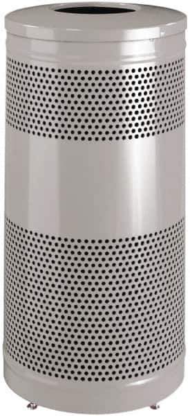 Rubbermaid - 25 Gal Silver Round Decorative Waste Receptacle With Top - Steel, 902mm High - Eagle Tool & Supply