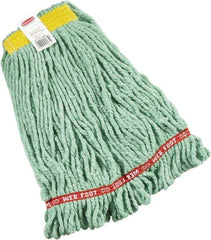 Rubbermaid - 1" Yellow Head Band, Small Blended Fiber Loop End Mop Head - 4 Ply, Side Loading Connection - Eagle Tool & Supply