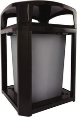 Rubbermaid - 35 Gal Brown Square Decorative Waste Receptacle With Top - Polycarbonate, 40" High x 660.4mm Long x 26" Wide - Eagle Tool & Supply