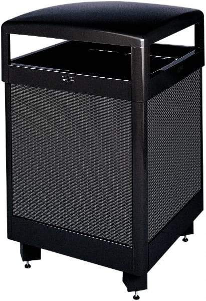 Rubbermaid - 48 Gal Black Square Decorative Waste Receptacle With Top - Steel, 40" High x 660.4mm Long x 26" Wide - Eagle Tool & Supply