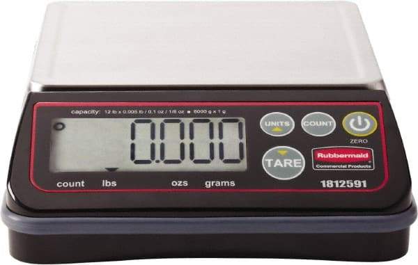 Rubbermaid - 12 Lb. Capacity, Digital Portion Control Scale - 0.1 and 1/8 oz. Graduation, 6-3/8 x 5-3/4" Platform - Eagle Tool & Supply