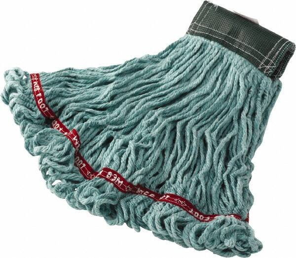 Rubbermaid - 1" Green Head Band, Medium Blended Fiber Loop End Mop Head - 4 Ply, Side Loading Connection - Eagle Tool & Supply