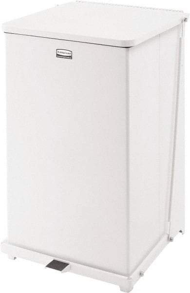 Rubbermaid - 40 Gal Square Unlabeled Trash Can - 30" High x 19" Long x 19" Wide, White, Steel - Eagle Tool & Supply