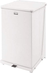 Rubbermaid - 40 Gal Square Unlabeled Trash Can - 30" High x 19" Long x 19" Wide, White, Steel - Eagle Tool & Supply