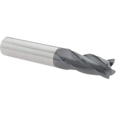 Melin Tool - 17/32", 1-1/4" LOC, 9/16" Shank Diam, 3-1/2" OAL, 4 Flute, Solid Carbide Square End Mill - Single End, AlTiN Finish, Spiral Flute, 30° Helix, Right Hand Cut, Right Hand Flute - Eagle Tool & Supply