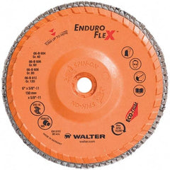 WALTER Surface Technologies - 40 Grit, 6" Disc Diam, 5/8-11 Center Hole, Type 28 Ceramic Flap Disc - 10,200 Max RPM, Plastic Backing, Arbor Attaching System, Coated - Eagle Tool & Supply