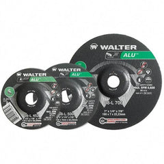 WALTER Surface Technologies - 24 Grit, 4-1/2" Wheel Diam, 1/4" Wheel Thickness, Type 27 Depressed Center Wheel - Aluminum Oxide, Resinoid Bond, 13,300 Max RPM - Eagle Tool & Supply