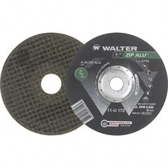 WALTER Surface Technologies - 30 Grit, 7" Wheel Diam, 1/16" Wheel Thickness, 7/8" Arbor Hole, Type 27 Depressed Center Wheel - Aluminum Oxide, Resinoid Bond, 8,600 Max RPM - Eagle Tool & Supply