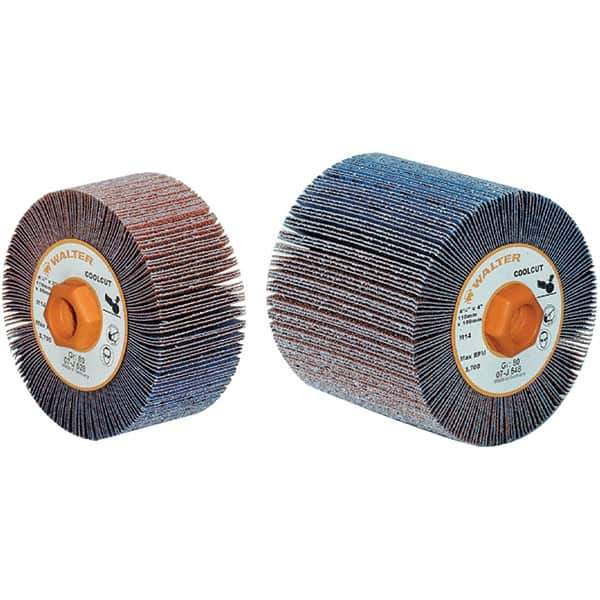 WALTER Surface Technologies - 4-1/4" Diam 40 Grit Aluminum Oxide Unmounted Flap Wheel - 5/8-11 Threaded Hole, 2" Wide, Coated, Grade Coarse, 3,800 Max RPM - Eagle Tool & Supply