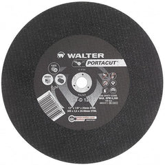 WALTER Surface Technologies - 12" 24 Grit Aluminum Oxide Cutoff Wheel - 1/8" Thick, 20mm Arbor, 6,300 Max RPM, Use with Electric & Gas Powered Saws - Eagle Tool & Supply