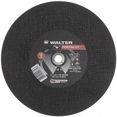 WALTER Surface Technologies - 14" 24 Grit Aluminum Oxide Cutoff Wheel - 1/8" Thick, 7/8" Arbor, 5,400 Max RPM, Use with Electric & Gas Powered Saws - Eagle Tool & Supply