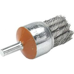 WALTER Surface Technologies - 1-1/8" Brush Diam, Knotted, End Brush - 1/4" Diam Shank, 20,000 Max RPM - Eagle Tool & Supply