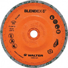 WALTER Surface Technologies - 5" Fine Grade Silicon Carbide Deburring Disc - 5/8-11 Threaded Center Hole, Arbor Connection, Orange, 10,500 Max RPM - Eagle Tool & Supply
