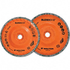 WALTER Surface Technologies - 4-1/2" Fine Grade Silicon Carbide Deburring Disc - 5/8-11 Threaded Center Hole, Arbor Connection, Orange, 10,500 Max RPM - Eagle Tool & Supply