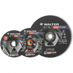 WALTER Surface Technologies - 20 Grit, 7" Wheel Diam, 5/32" Wheel Thickness, Type 27 Depressed Center Wheel - Aluminum Oxide/Silicon Carbide Blend, Resinoid Bond, 8,600 Max RPM - Eagle Tool & Supply