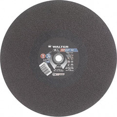 WALTER Surface Technologies - 20" 24 Grit Aluminum Oxide Cutoff Wheel - 3/16" Thick, 1" Arbor, 3,000 Max RPM, Use with Stationary Tools - Eagle Tool & Supply