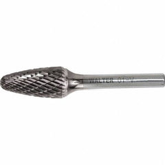 WALTER Surface Technologies - 1/4" Cut Diam, 1/4" Shank Diam, Tree Head Double Cut Burr - Carbide, 5/8" LOC - Eagle Tool & Supply