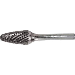 WALTER Surface Technologies - 1/2" Cut Diam, 1/4" Shank Diam, Tree Head Double Cut Burr - Carbide, 1" LOC - Eagle Tool & Supply