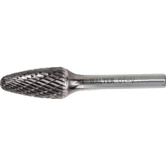 WALTER Surface Technologies - 1/2" Cut Diam, 1/4" Shank Diam, Tree Head Double Cut Burr - Carbide, 1" LOC - Eagle Tool & Supply