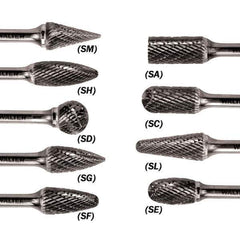 WALTER Surface Technologies - 5/16" Cut Diam, 1/4" Shank Diam, Taper Head Double Cut Burr - Carbide, 3/4" LOC - Eagle Tool & Supply