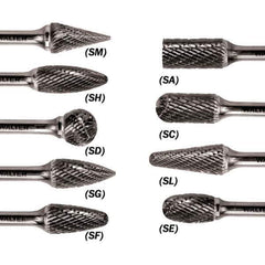 WALTER Surface Technologies - 1/4" Cut Diam, 1/4" Shank Diam, Taper Head Double Cut Burr - Carbide, 5/8" LOC - Eagle Tool & Supply