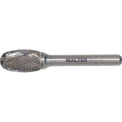 WALTER Surface Technologies - 3/8" Cut Diam, 1/4" Shank Diam, Egg Head Double Cut Burr - Carbide, 5/8" LOC - Eagle Tool & Supply