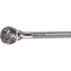 WALTER Surface Technologies - 1/2" Cut Diam, 1/4" Shank Diam, Cylinder Head Double Cut Burr - Carbide, 1" LOC, 7" OAL - Eagle Tool & Supply