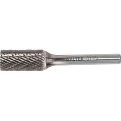 WALTER Surface Technologies - 1/4" Cut Diam, 1/4" Shank Diam, Cylinder Head Double Cut Burr - Carbide, 5/8" LOC - Eagle Tool & Supply