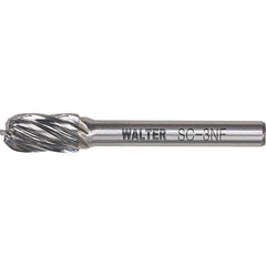 WALTER Surface Technologies - 3/8" Cut Diam, 1/4" Shank Diam, Cylinder Ball End Head Double Cut Burr - Carbide, 3/4" LOC - Eagle Tool & Supply