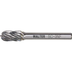 WALTER Surface Technologies - 5/16" Cut Diam, 1/4" Shank Diam, Cylinder Ball End Head Double Cut Burr - Carbide, 3/4" LOC - Eagle Tool & Supply