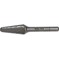 WALTER Surface Technologies - 3/8" Cut Diam, 1/4" Shank Diam, Cone Head Double Cut Burr - Carbide, 1-1/16" LOC - Eagle Tool & Supply