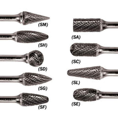 WALTER Surface Technologies - 1/2" Cut Diam, 1/4" Shank Diam, Ball Head Double Cut Burr - Carbide, 7/16" LOC - Eagle Tool & Supply