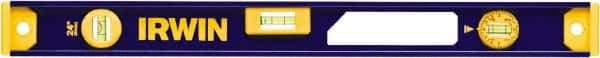 Irwin - 24" Long 3 Vial I-Beam Level - Aluminum, Blue/Yellow, 1 Plumb & 2 Level Vials - Eagle Tool & Supply