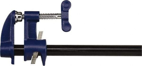 Irwin - 3/4" Pipe, 2-1/2" Throat Depth, Clutch & Deep Throat Pipe Clamp - For Use with Unthreaded Pipe - Eagle Tool & Supply