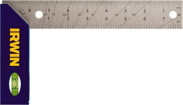Irwin - 8" Blade Length ABS Plastic (Handle) & Stainless Steel (Blade) Square - Eagle Tool & Supply