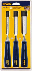Irwin - 3 Piece Wood Chisel Set - Polypropylene, Sizes Included 1/2 to 1" - Eagle Tool & Supply