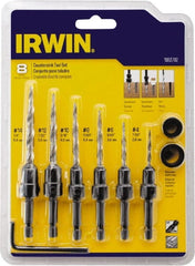Irwin - 8 Piece, 1/4 to 1/2" Head Diam, Single End Countersink Set - Eagle Tool & Supply