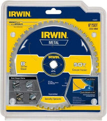 Irwin Blades - 8" Diam, 5/8" Arbor Hole Diam, 50 Tooth Wet & Dry Cut Saw Blade - Carbide-Tipped, Smooth Action, Standard Round Arbor - Eagle Tool & Supply