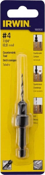Irwin - Adjustable-Depth Drill Countersinks Cutter Head Diameter (Inch): 1/4 Drill Size Compatibility (Decimal Inch): 0.1094 - Eagle Tool & Supply