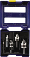 Irwin - 5 Piece, 1/4 to 3/4" Head Diam, 82° Included Angle, Single End Countersink Set - Eagle Tool & Supply