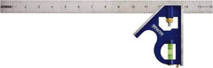 Irwin - 2 Piece, 16" Combination Square Set - 1/16, 1/32, 1/64 & 1/8" (4R) Graduation, Stainless Steel Blade, Cast Zinc Square Head - Eagle Tool & Supply