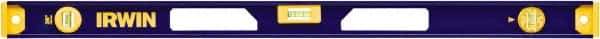 Irwin - 36" Long 3 Vial I-Beam Level - Aluminum, Blue/Yellow, 1 Plumb & 2 Level Vials - Eagle Tool & Supply