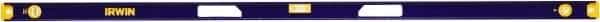 Irwin - 72" Long 3 Vial I-Beam Level - Aluminum, Blue/Yellow, 1 Plumb & 2 Level Vials - Eagle Tool & Supply