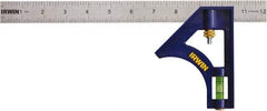 Irwin - 2 Piece, 12" Combination Square Set - 1/16, 1/32, 1/64 & 1/8" (4R) Graduation, Stainless Steel Blade, ABS Square Head - Eagle Tool & Supply