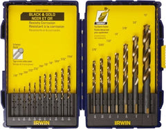 Irwin - 1/16 to 1/2", Oxide/Gold Finish, High Speed Steel Reduced Shank Drill Bit Set - Eagle Tool & Supply