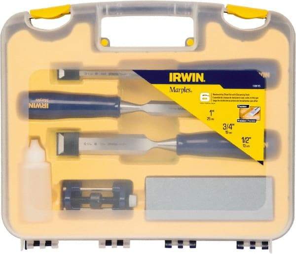Irwin - 6 Piece Wood Chisel Set - Polypropylene, Sizes Included 1/2 to 1" - Eagle Tool & Supply