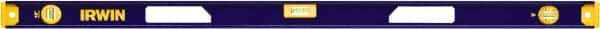 Irwin - Magnetic 48" Long 3 Vial I-Beam Level - Aluminum, Blue/Yellow, 1 Plumb & 2 Level Vials - Eagle Tool & Supply