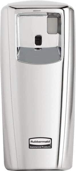 Rubbermaid - 0.019 Cu Ft Coverage, Chrome Metered Aerosol Dispenser - D Battery Required - Eagle Tool & Supply